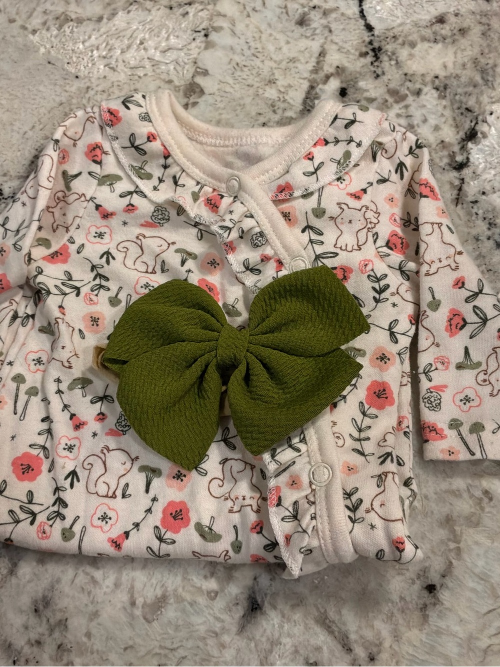 2 adorable sleep n play outfits with matching bows